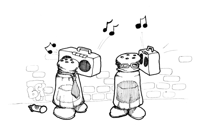 Salt and Pepper enjoy some beats and graf