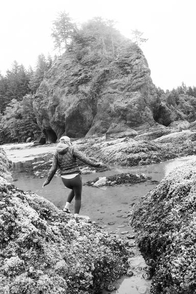 Britt climbing haystacks again, in a photo that looks like it was taken a few seconds after the last one. She is further away, still carefully balancing. Also the photo is much brighter than the last one.